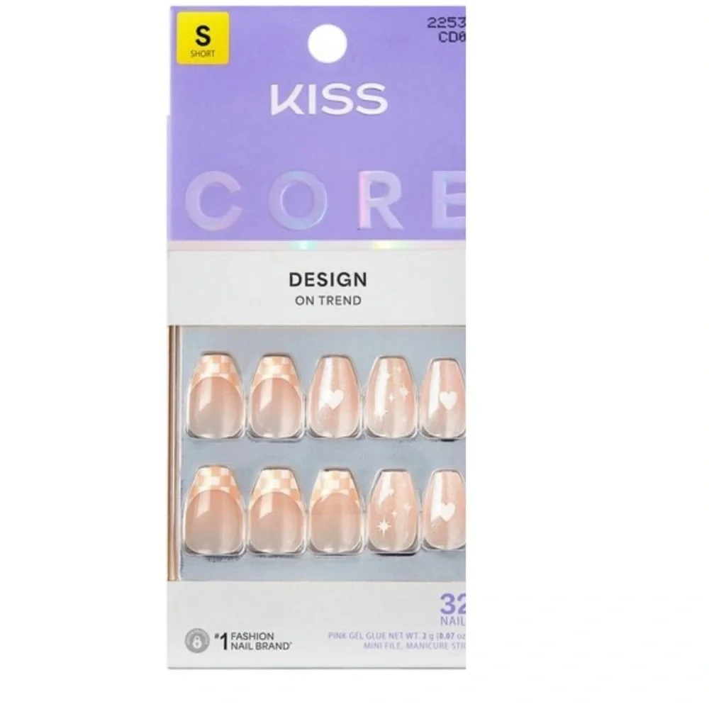 NWT KISS Core Press On Fake Nails Pink Cheers Red Flaming Short Gift New